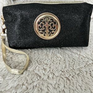 Black and gold wristlet/make up bag